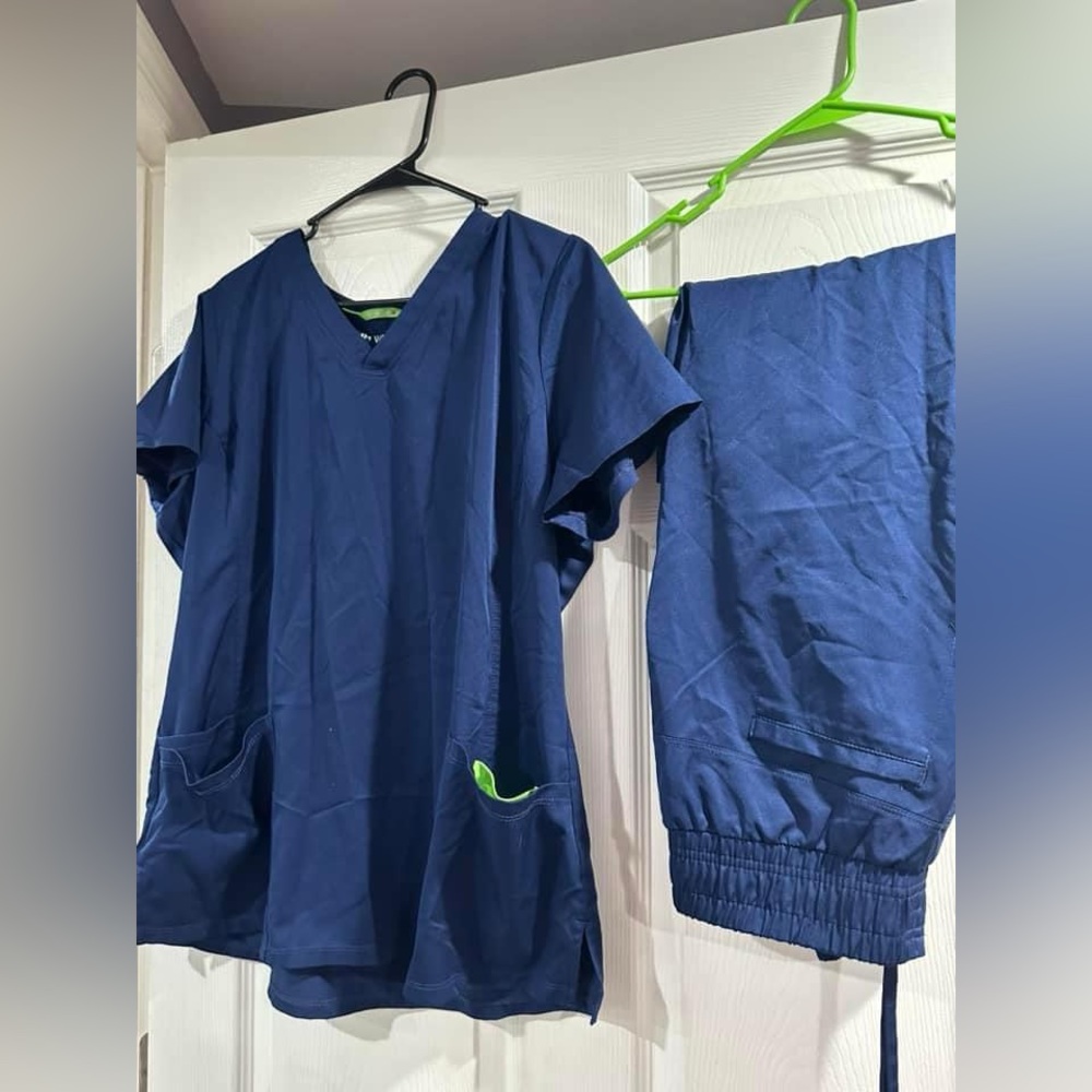 Navy Blue Healing Hands Scrub Set